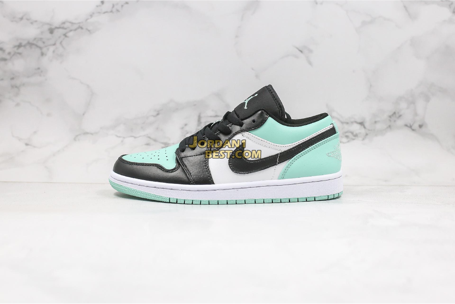 new replicas Air Jordan 1 Retro Low "Emerald" 553558-117 Mens white/emerald rise-black Shoes replicas On Wholesale Sale Online
