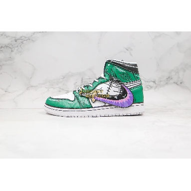 new replicas Air Jordan 1 Mid "One Piece Green" 556298-012 Mens Womens green/white/black/purple Shoes replicas On Wholesale Sale Online