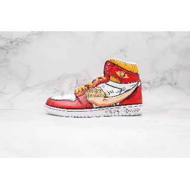 top 3 fake Air Jordan Retro 1 Mid OG "One Piece Luffy fist" 556298-011 Mens Womens red/yellow/white/black Shoes replicas On Wholesale Sale Online