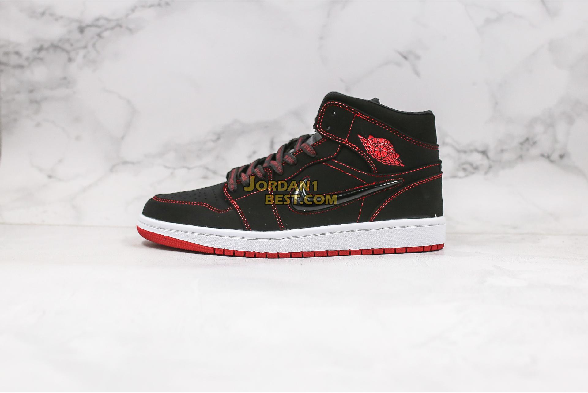 best replicas 2019 Air Jordan 1 Mid "Come Fly With Me" CK5665-062 Mens Womens black/gym red-white Shoes replicas On Wholesale Sale Online