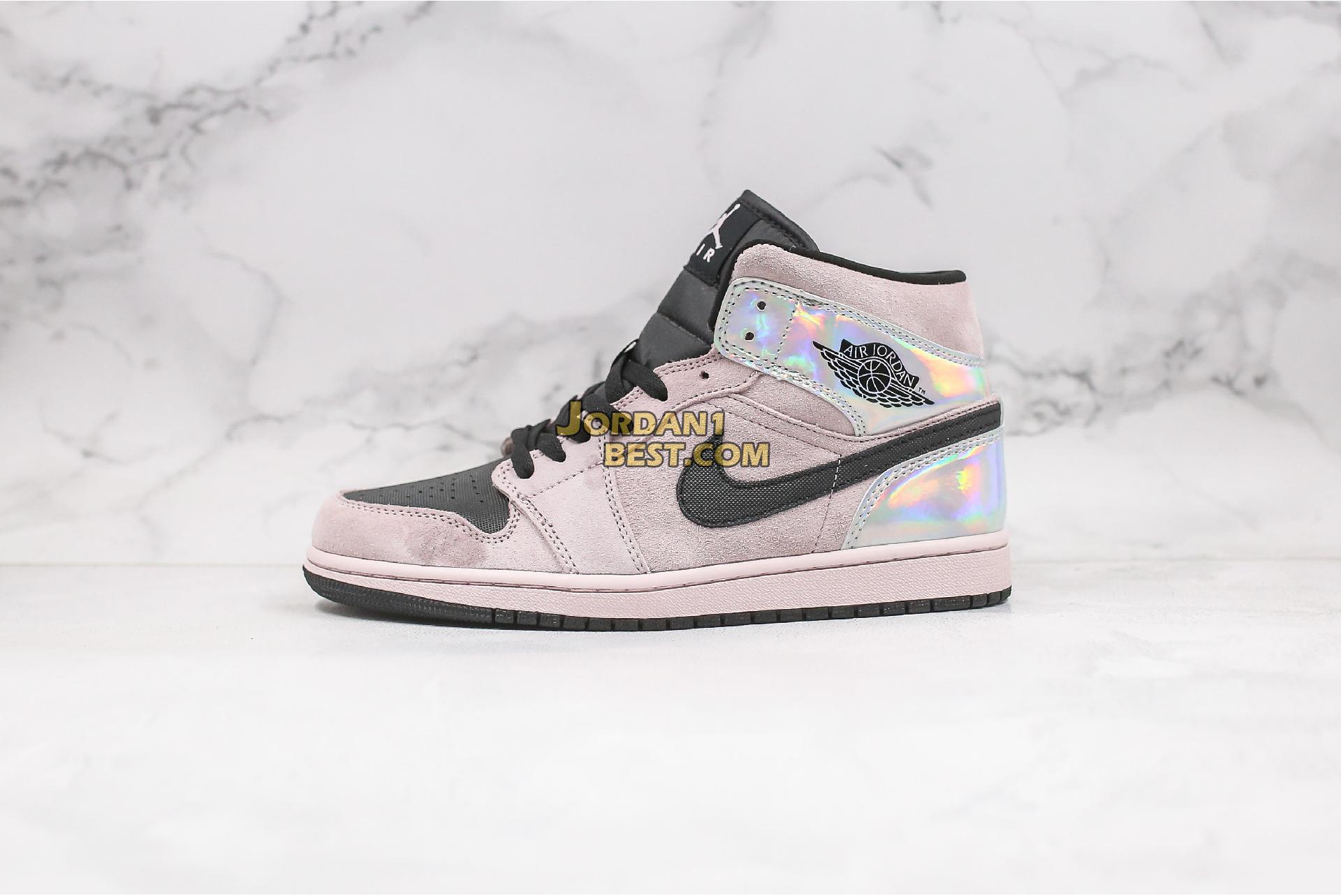 AAA Quality 2020 Air Jordan 1 Mid "Iridescent" BQ6472-602 Mens Womens beige/black Shoes replicas On Wholesale Sale Online
