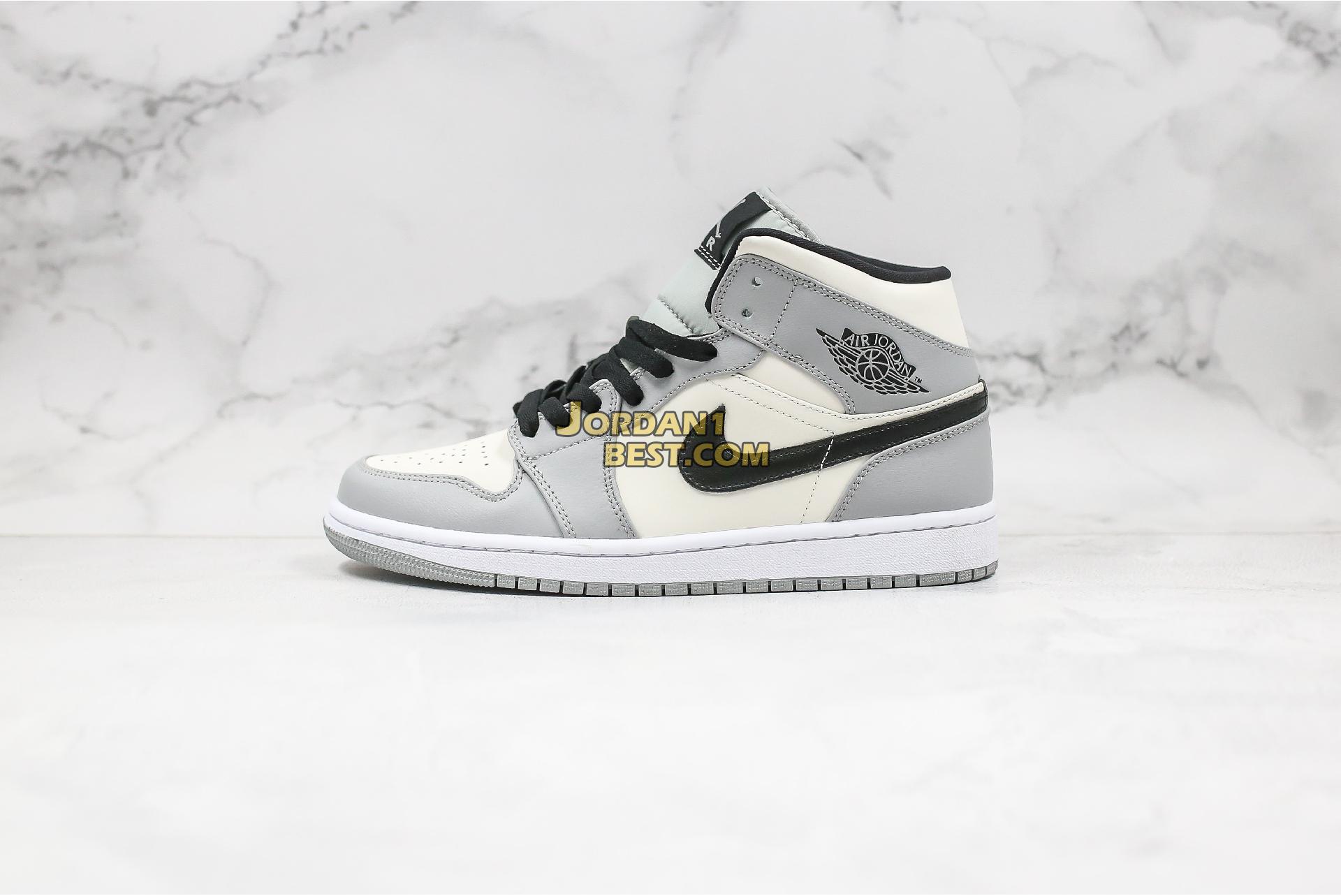 best replicas 2020 Air Jordan 1 Mid SE "Smoke Grey" 554724-092 Mens Womens light smoke grey/black-white Shoes replicas On Wholesale Sale Online