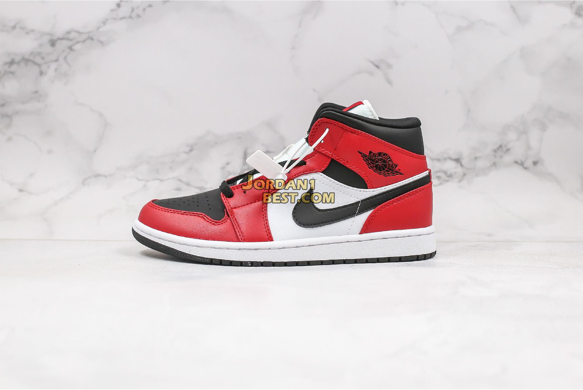 top 3 fake 2020 Air Jordan 1 Mid "Chicago Black Toe" 554724-069 Mens Womens black/gym red-white Shoes replicas On Wholesale Sale Online
