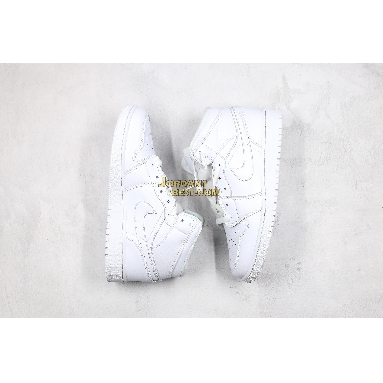 AAA Quality Air Jordan 1 Mid BG "Triple White" 554725-129 Mens Womens triple white/white Shoes replicas On Wholesale Sale Online