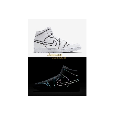 AAA Quality Air Jordan 1 Mid SE "Iridescent Trim" CK6587-100 Mens Womens white/black Shoes replicas On Wholesale Sale Online