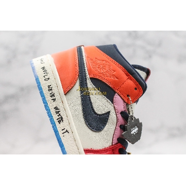 fake Melody Ehsani x Air Jordan 1 Mid "Fearless" CQ7629-100 Mens Womens white/black/half blue/habanero red Shoes replicas On Wholesale Sale Online