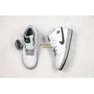best replicas Air Jordan 1 Retro Mid GS "White Cement" 554725-115 Mens Womens white/black-wolf grey Shoes replicas On Wholesale Sale Online
