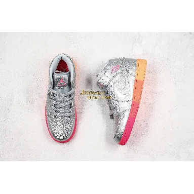 best replicas Air Jordan 1 Mid GS "Metallic Silver Pink Crimson" 555112-006 Mens Womens metallic silver/racer pink-wolf grey-hot punch Shoes replicas On Wholesale Sale Online
