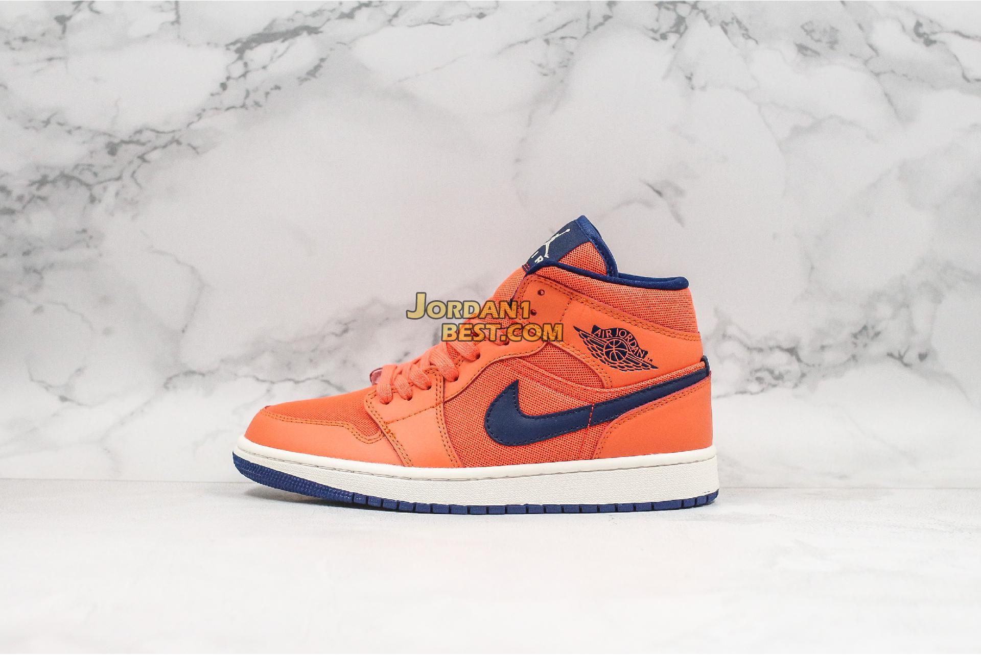 top 3 fake Air Jordan 1 Mid "Turf Orange" CD7240-804 Mens Womens turf orange/blue void Shoes replicas On Wholesale Sale Online