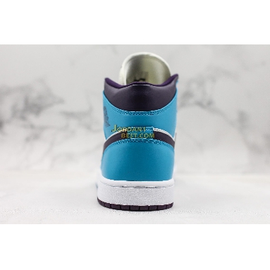 AAA Quality Air Jordan 1 Mid "Hornets" 554724-415 Mens Womens blue lagoon/grand purple-white Shoes replicas On Wholesale Sale Online
