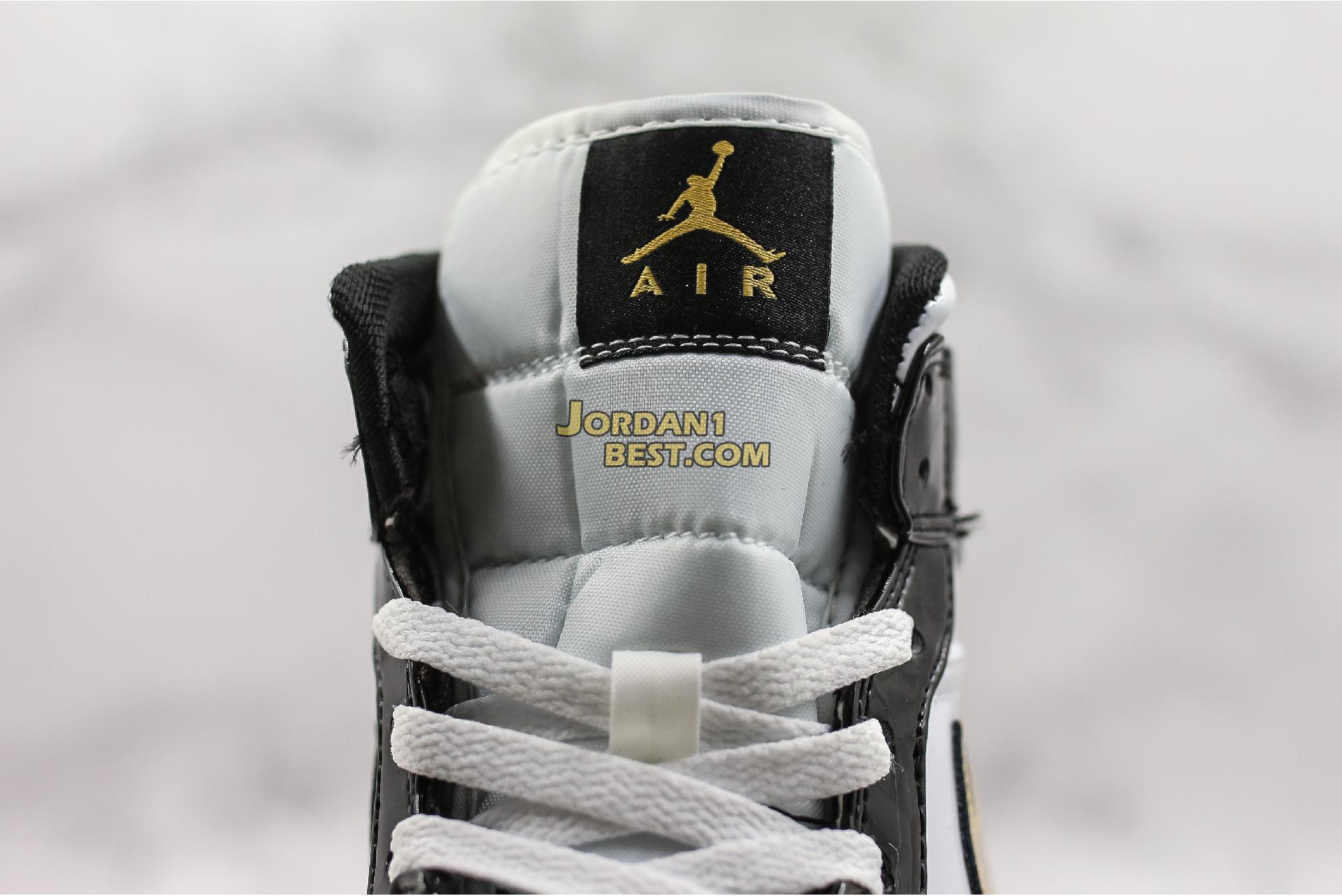 Air Jordan 1 Mid Patent "Black Gold" 852542-007 Mens