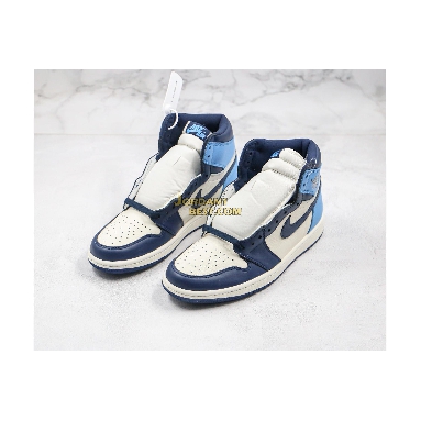 new replicas Air Jordan 1 Retro High OG "Obsidian" 555088-140 Mens Womens sail/obsidian-university blue Shoes