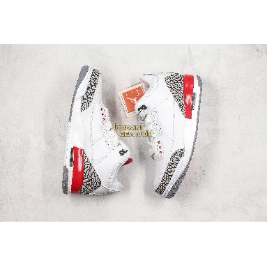 new replicas Air Jordan 3 Retro "Hall of Fame" 136064-116 Mens white/cement grey-black-fire red Shoes