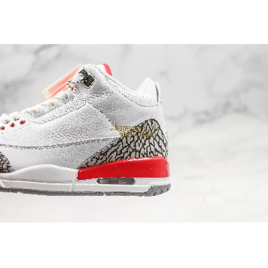 new replicas Air Jordan 3 Retro "Hall of Fame" 136064-116 Mens white/cement grey-black-fire red Shoes