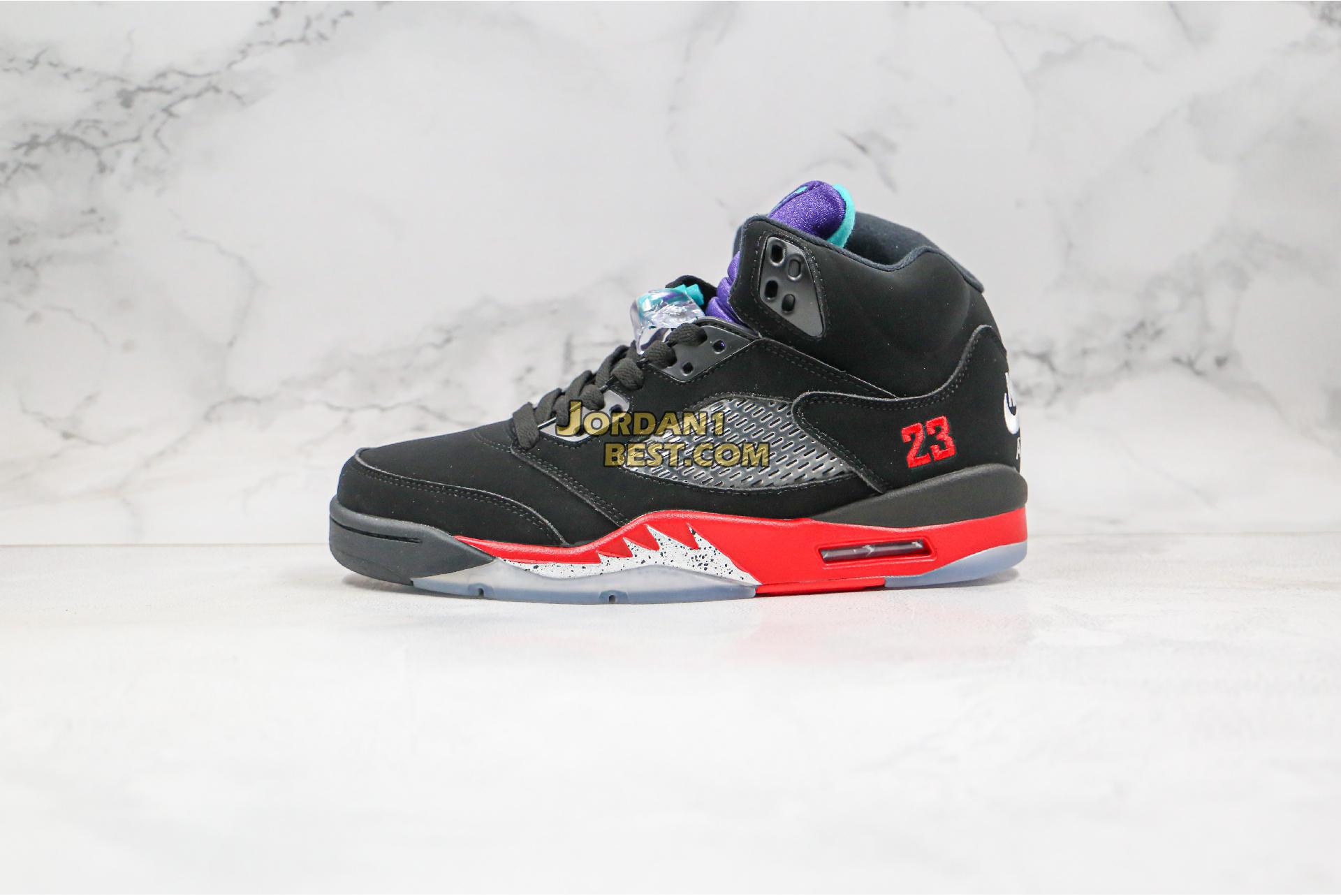 new replicas Air Jordan 5 Retro "Top 3" CZ1786-001 Mens Womens black/new emerald-fire red Shoes