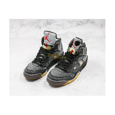 new replicas OFF-WHITE x Air Jordan 5 Retro SP "Muslin" CT8480-001 Mens black/fire red/muslin Shoes