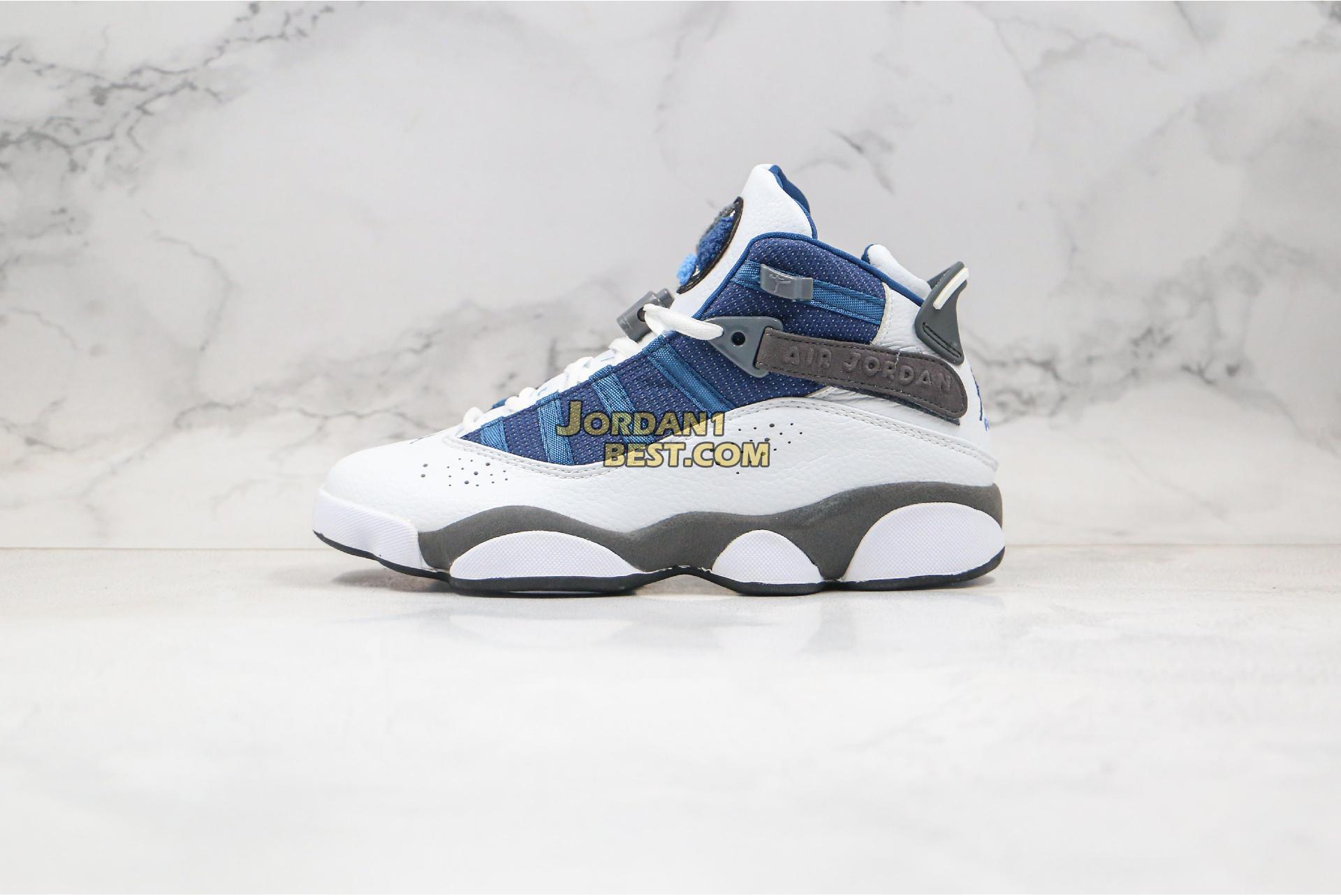 fake Air Jordan 6 Rings "Flint" 322992-141 Mens Womens white/french blue-flint grey-university blue Shoes